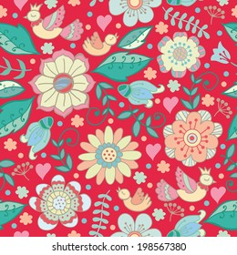 Vintage floral pattern.  Vector illustration. Seamless pattern for fabric, paper and other printing and web projects.