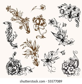 Vintage floral patterns for design