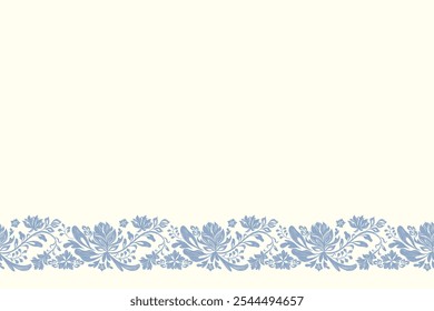 Antiguas Patrones florales bordados de fondo sin fisuras étnico batik retro. Motivos florales paisley batik. Silueta azul acuarela flores ikat diseño dibujado a mano. Ilustración vectorial. 