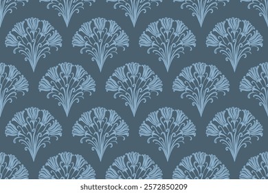 Vintage Floral patterns seamless background border embroidery ethnic batik retro. Flower motifs paisley batik. Blue silhouette  watercolour flowers ikat design hand drawn. Vector illustration. 