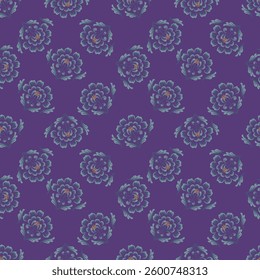Vintage Floral patterns seamless background border embroidery ethnic batik retro. Flower motifs paisley batik. Blue indigo silhouette watercolour flowers ikat design hand drawn. Vector illustration