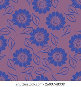 Vintage Floral patterns seamless background border embroidery ethnic batik retro. Flower motifs paisley batik. Blue indigo silhouette watercolour flowers ikat design hand drawn. Vector illustration