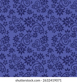 Vintage Floral patterns seamless background border embroidery ethnic batik retro. Flower motifs paisley batik. Blue indigo silhouette watercolour flowers ikat design hand drawn. Vector illustration