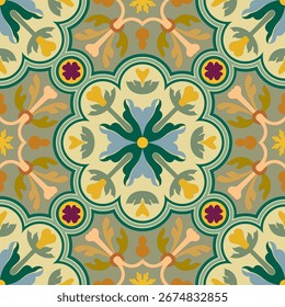 Vintage Floral patterns seamless background border embroidery ethnic batik retro. Flower motifs paisley batik. Blue silhouette watercolour flowers ikat design hand drawn. Vector illustration.