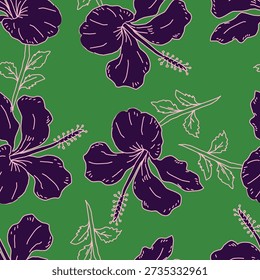 Vintage Floral patterns seamless background border embroidery ethnic batik retro. Flower motifs paisley batik. Blue silhouette watercolour flowers ikat design hand drawn. Vector illustration