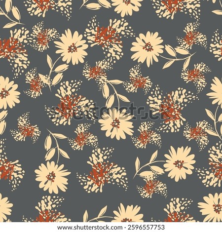 Vintage Floral patterns seamless background border embroidery ethnic batik retro. Flower motifs paisley batik. Blue silhouette watercolour flowers ikat design hand drawn. Vector illustration.