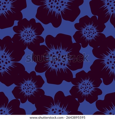 Vintage Floral patterns seamless background border embroidery ethnic batik retro. Flower motifs paisley batik. Blue indigo silhouette watercolour flowers ikat design hand drawn. Vector illustration
