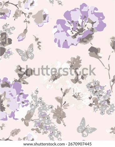Vintage Floral patterns seamless background border embroidery ethnic batik retro. Flower motifs paisley batik. Blue silhouette watercolour flowers ikat design hand drawn. 