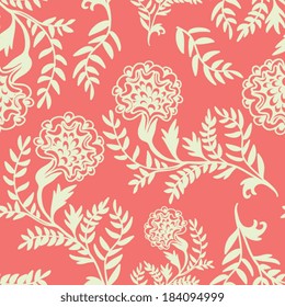 vintage floral pink seamless pattern