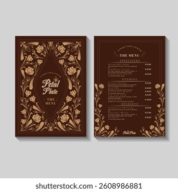 Vintage Floral Restaurant Menu Illustration