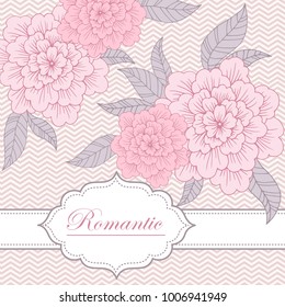 Vintage floral romantic hand drawn vector background, template for invitation, greeting card.