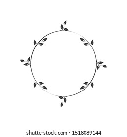 Vintage floral round frames. Black decorative ivy wreath. Vector illustration