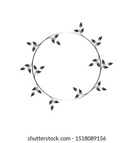 Vintage floral round frames. Black decorative ivy wreath. Vector illustration