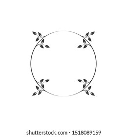 Vintage floral round frames. Black decorative ivy wreath. Vector illustration