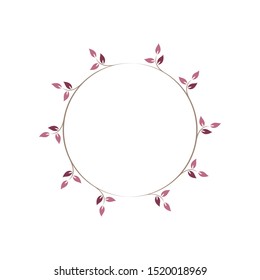 Vintage floral round frames. Pink decorative ivy wreath. Vector illustration