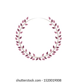 Vintage floral round frames. Pink decorative ivy wreath. Vector illustration
