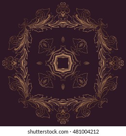 Vintage floral round pattern for print, embroidery.