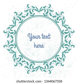 Vintage floral round vector frame.