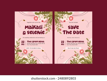 Vintage Floral Save the Date Card