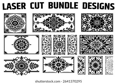 Vintage Floral Scrollwork Laser Cut Set, laser cut bundle designs
