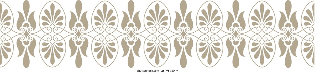 Vintage floral seamless border background vector illustration batik embroidery texture style