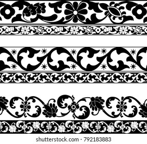 Vintage Floral Seamless Borders Set High Stock Vector (Royalty Free ...