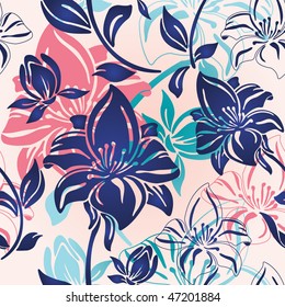Vintage floral seamless with lily
