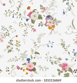 Vintage floral seamless patern. Victorian. Colorful 