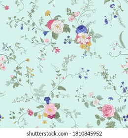 Vintage Floral Seamless Patern. Victorian. Mint