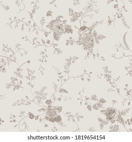 Vintage floral seamless patern. Victorian. Brown