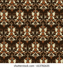 Vintage floral seamless patten. Classic Baroque wallpaper. Seamless vector background