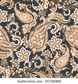 vintage floral seamless patten with paisley ornament