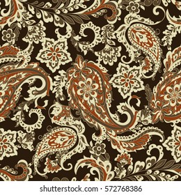 vintage floral seamless patten with paisley ornament