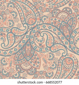 Vintage floral seamless patten with paisley ornament