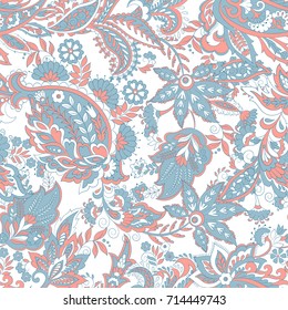 vintage floral seamless patten with paisley ornament