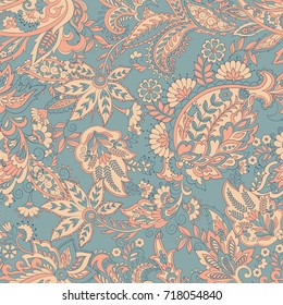 vintage floral seamless patten with paisley ornament