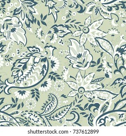 vintage floral seamless patten with paisley ornament