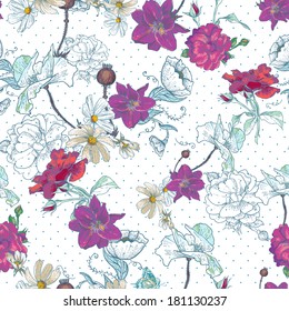 Vintage floral seamless pattern 