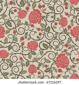 Vintage floral seamless pattern