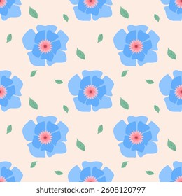 Vintage floral seamless pattern with abstract flower ornaments and pink retro design	
