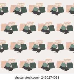 Vintage Floral Seamless Pattern Background. Potted Domestic Plant Flower Textile Fabric Pattern Background Design. 