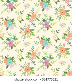 Vintage floral seamless pattern background. Vector illustration.