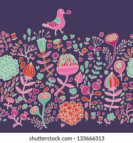 Vintage Blumenmuster nahtlos Muster in hellen Farben. Retro Blumenhintergrund. Nahtlose Muster können für Bildschirmhintergründe, Musterfüllungen, Webseiten-Hintergründe, Oberflächentexturen verwendet werden.