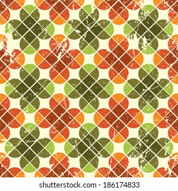 Vintage floral seamless pattern, bright geometric abstract backdrop. 