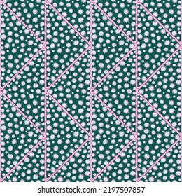 Vintage floral seamless pattern chamomile flowers shapes. Mosaic Floral ornament. Pretty retro botanical backdrop. Designed for fabric design, textile print, wrapping, cover. Vector illustration.