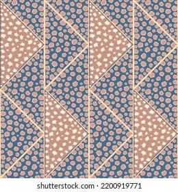 Vintage floral seamless pattern chamomile flowers shapes. Mosaic Floral ornament. Pretty retro botanical backdrop. Designed for fabric design, textile print, wrapping, cover. Vector illustration.