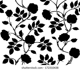 Vintage floral seamless pattern. Classic hand drawn roses