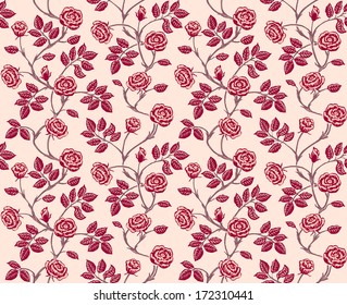 Vintage floral seamless pattern. Classic hand drawn roses