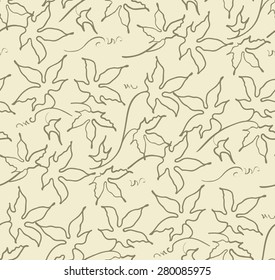 Vintage floral seamless pattern. Classic hand drawn ivy leaves