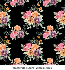 Vintage Floral seamless pattern digital illustration for print and textile texture design